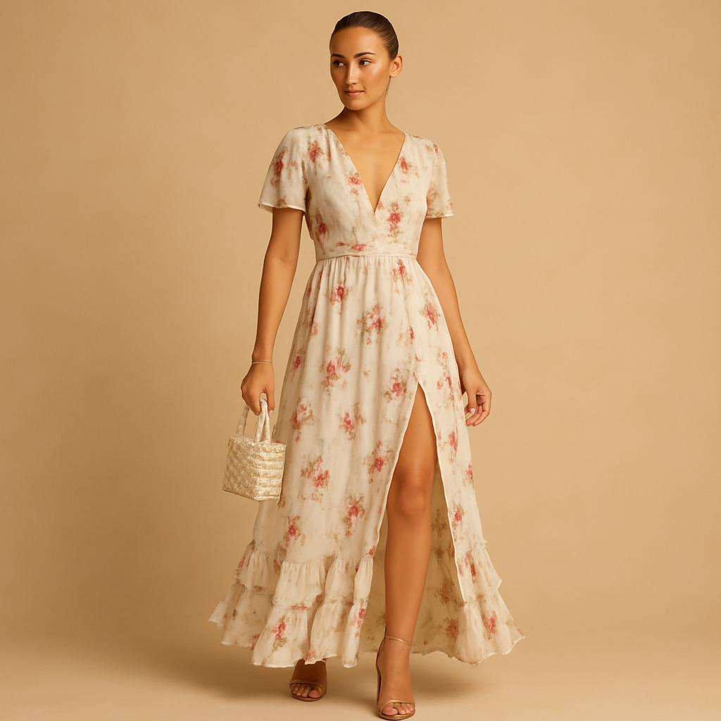 Sukienka midi elegancka z koronkowym designem na wesele | Noëlle-2